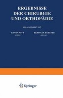 Ergebnisse der Chirurgie und Orthopädie: Neunter Band