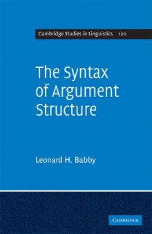 The Syntax of Argument Structure