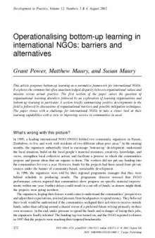 Operationalising bottom-up learning in international NGOs: barriers and alternatives