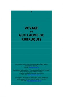 VOYAGE de GUILLAUME DE RUBRUQUIS