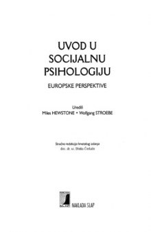 Uvod u socijalnu psihologiju - Europske perspektive