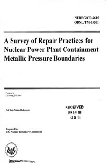 Repair Practices - Nucl Pwrplnt Containment Metallic Press. Boundaries