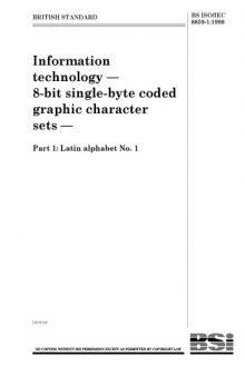 ISO IEC 8859-1:1998, Information technology - 8-bit single-byte coded graphic character sets - Part 1: Latin alphabet No. 1