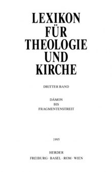 Lexikon für Theologie und Kirche (LThK3) - Band 3  
