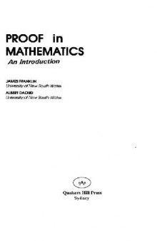 Proof in Mathematics: An Introduction