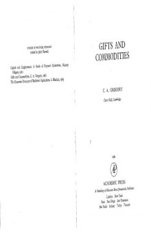 Gifts and Commodities: Exchange and Western Capitalism Since 1700