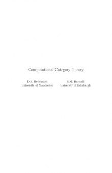 Computational Category Theory (Prentice-Hall International Series in Computer Science)