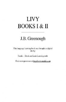 Livy. Books I and II, 1891