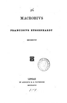 Macrobius (Bibliotheca Scriptorum Graecorum et Romanorum Teubneriana)