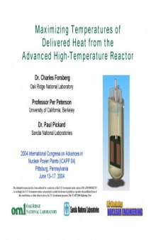 Maximizing Temp of Delivered Heat from AHTR [pres. slides]