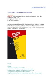 Universidad E Investigacion Cientifica: Convergencias y Tensiones