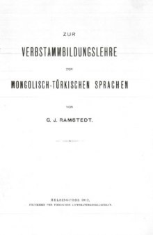 Zur Verbstammbildungslehre der mongolisch-türkischen Sprachen