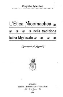 L'Etica Nicomachea nella tradizione latina Medievale 