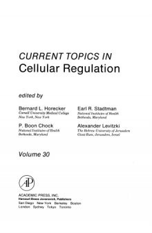Current topics in cellular regulation. Vol. 30, 1989