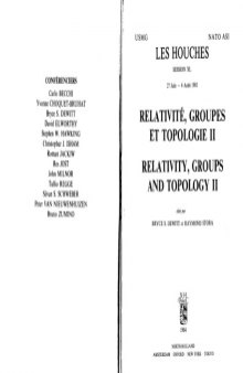 Relativity, Groups and Topology: Summer School Proceedings 