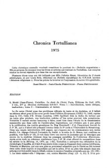 Chronica Tertullianea et Cyprianea 1975-1999