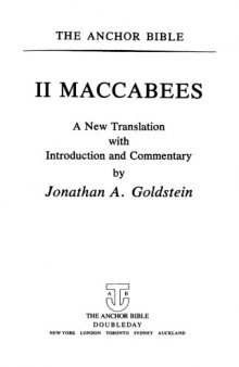 II Maccabees (The Anchor Bible, Vol. 41A)