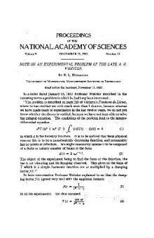 Note on an Experimental Problem of the Late A. G. Webster
