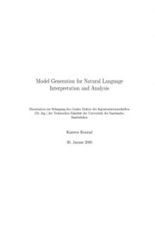 Model generation for natural language interpretation and analysis [PhD Thesis]