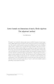 Lower bounds on dimensions of mod-p Hecke algebras: The nilpotence method