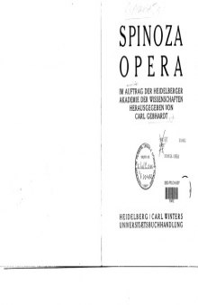 Spinoza Opera I