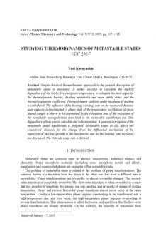 Studing thermodynamics of metastable states