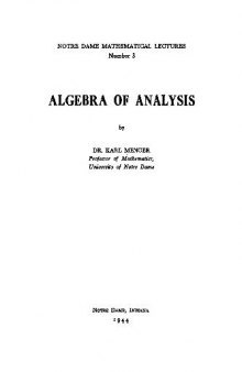 Algebra of Analysis