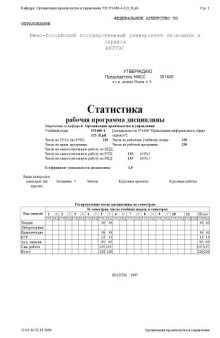 Статистика. Рабочая программа дисциплины