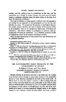 The Electromotive Force Produced by the Acceleration of Metals