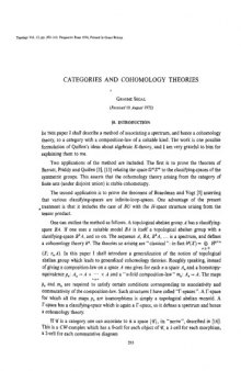 Categories and Cohomology Theories
