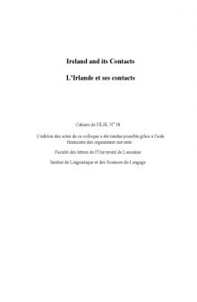 Cahiers de l’ ILSL n° 38 :  L’ Irlande et ses contacts