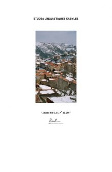 Cahiers de l’ ILSL n° 22 : Études linguistiques kabyles