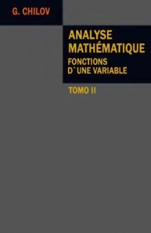 Analyse mathematique. Fonctions d'une variable