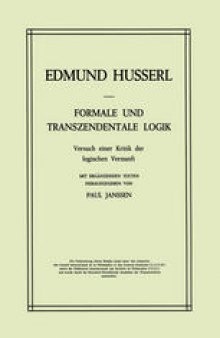 Formale und Transzendentale Logik: Versuch einer Kritik der logischen Vernunft