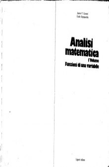 Analisi Matematica, Vol. 1 : Funzioni di una Variabile