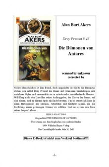 Die Damonen von Antares. 46. Roman der Saga von Dray Prescot