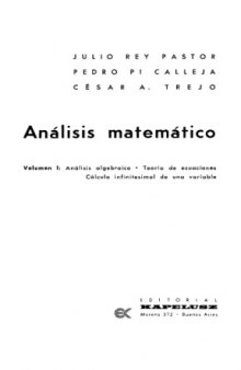 Análisis matemático, volumen 1