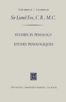 Studies in Penology dedicated to the memory of Sir Lionel Fox, C.B., M.C. / Etudes Penologiques dédiées `la mémoire de Sir Lionel Fox, C.B., M.C.