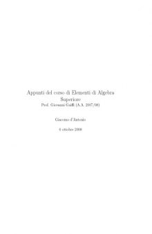 Appunti del corso di Elementi di Algebra Superiore [Lecture notes]