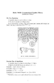 Lecture notes Math788. Computational number theory