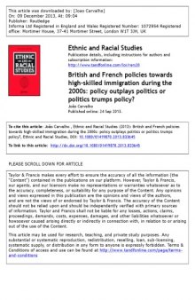 British and French policies towards high-skilled immigration during the 2000s: policy outplays politics or politics trumps policy?