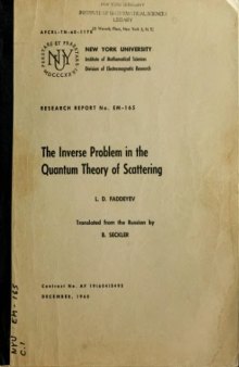 The inverse problem in the quantum theory of scattering