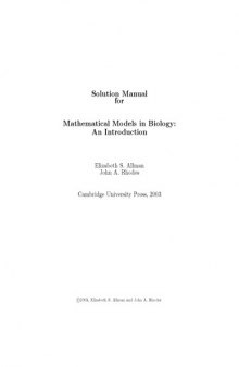 Solutions Manual for Mathematical Models in Biology