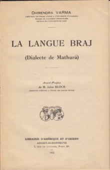 La langue Braj (dialecte de Mathura) 