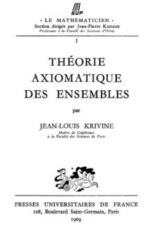 Theorie axiomatique des ensembles