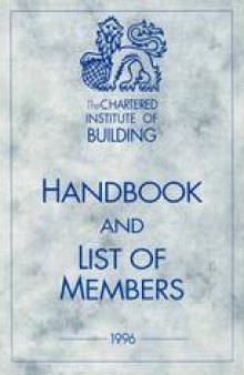 The Chartered Institute of Building Handbook of and List of Members