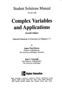 Student Solutions Manual for Complex Variables and Applications, Seventh Edition