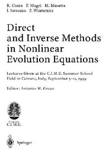 Direct And Inverse Methods In Nonlinear Evolution Equations Cime Lecs, Cetraro 1999
