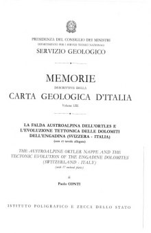 La falda austroalpina dell'Ortles e l'evoluzione tettonica delle Dolomiti dell'Engadina (Svizzera-Italia) volume LIII