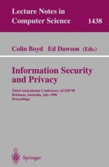Information Security and Privacy: Third Australasian Conference, ACISP’98 Brisbane, Australia, July 13–15, 1998 Proceedings